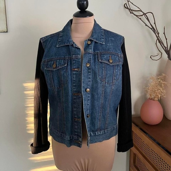 Analogy Jackets & Blazers - Vintage Analogy Y2K Denim Sleeve Sweater Jacket